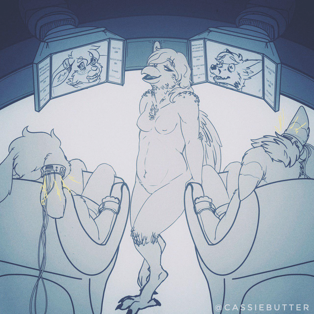 Kobaj and Woofy strapped down and having their thoughts changed into some more kinky ones.