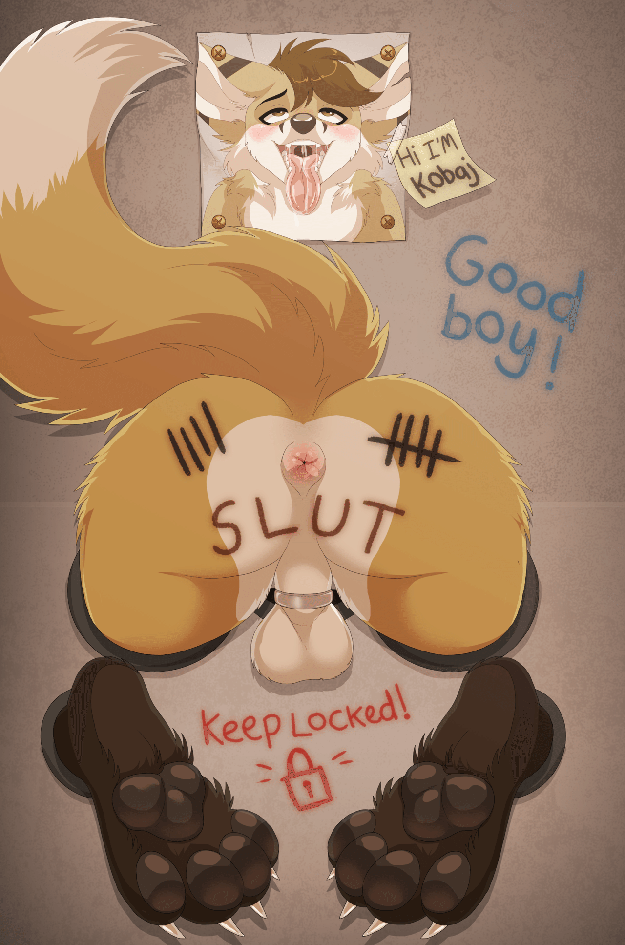 Kobaj stuck in a wall ready to be humped.