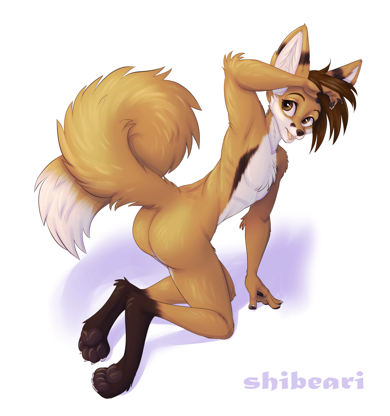 Kobaj posing to show off his butt, too bad his long hair keeps getting in the way.