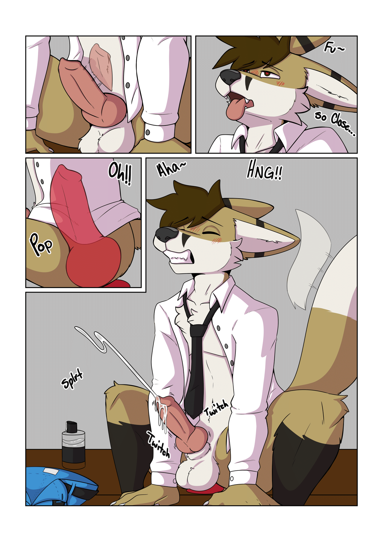 Kobaj finishes what he started by knotting the toy and enjoying a well earned hands free climax.