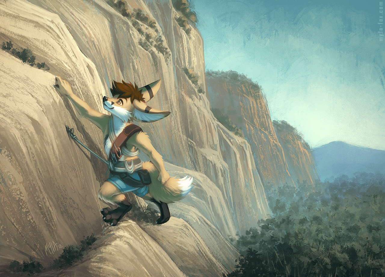 Kobaj rock climbing.