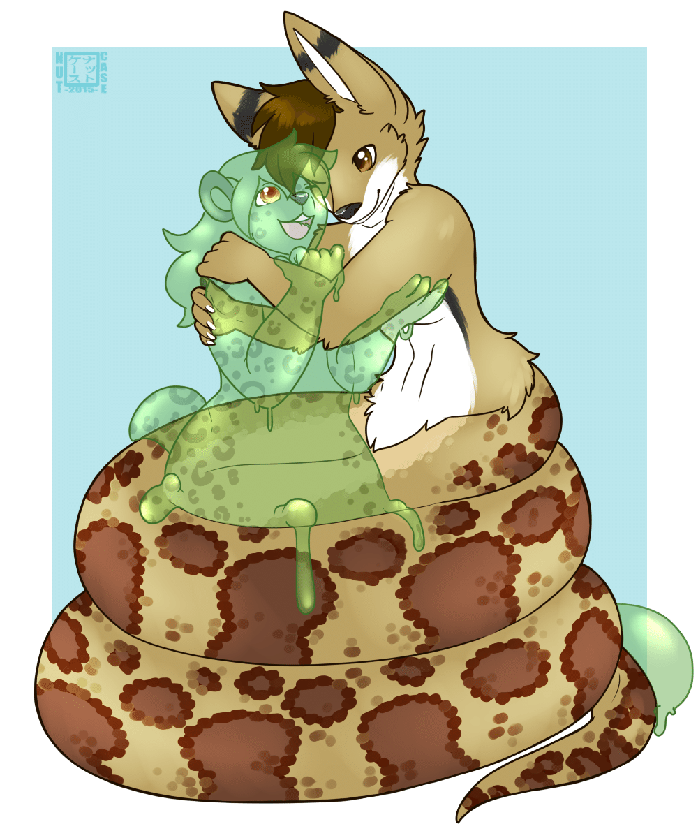 Kobaj as a naga hugging Aubirb as a jelly.