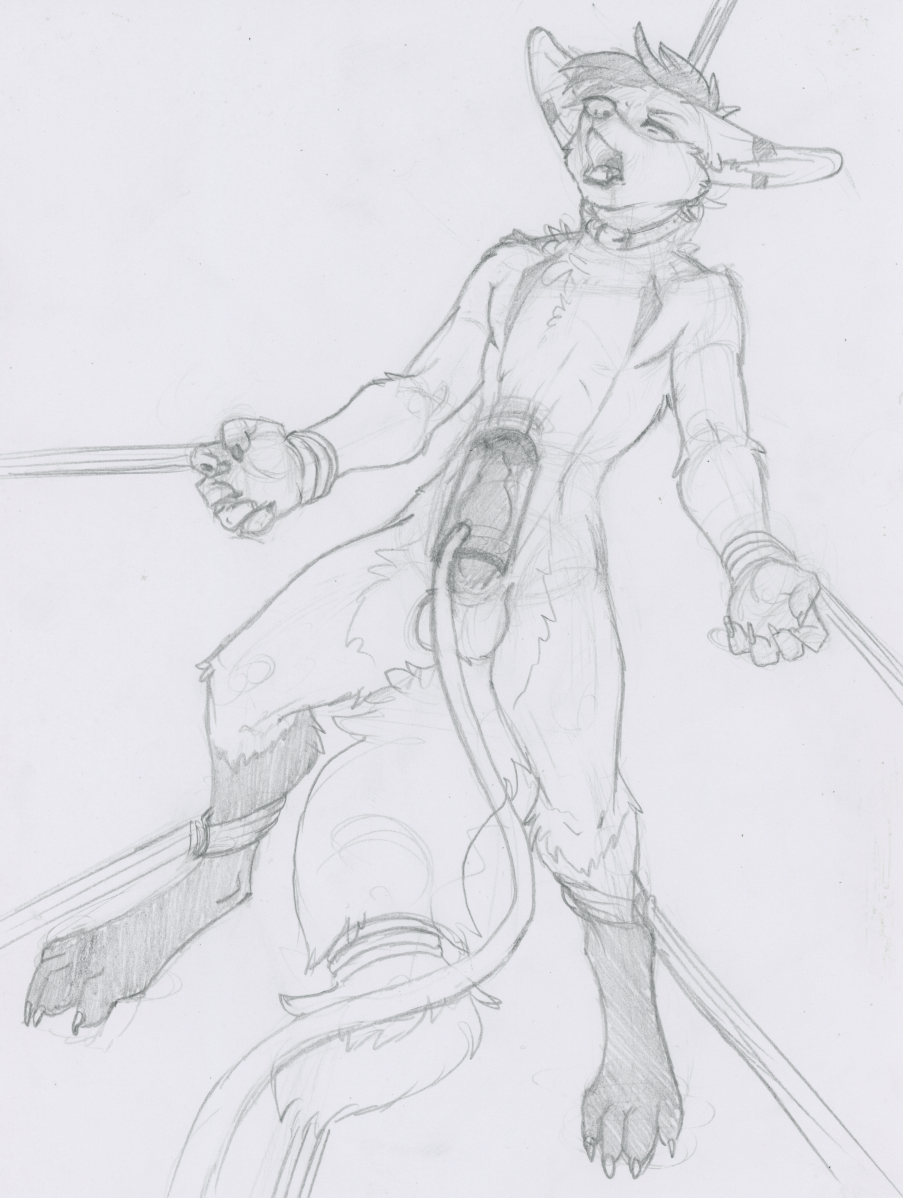 Kobaj somehow got tied up to a machine thats going to milk his cock dry.