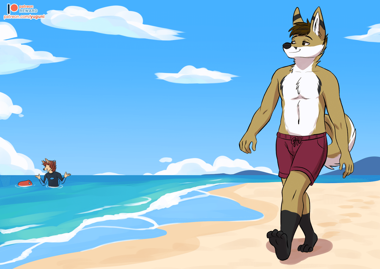 Kobaj enjoying a nice stroll on the beach.