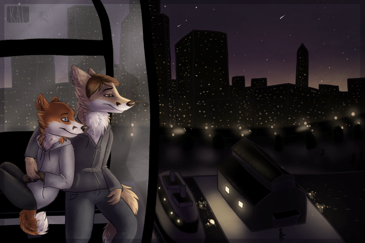 Kobaj and Kale ride up in the Seattle Wheel.