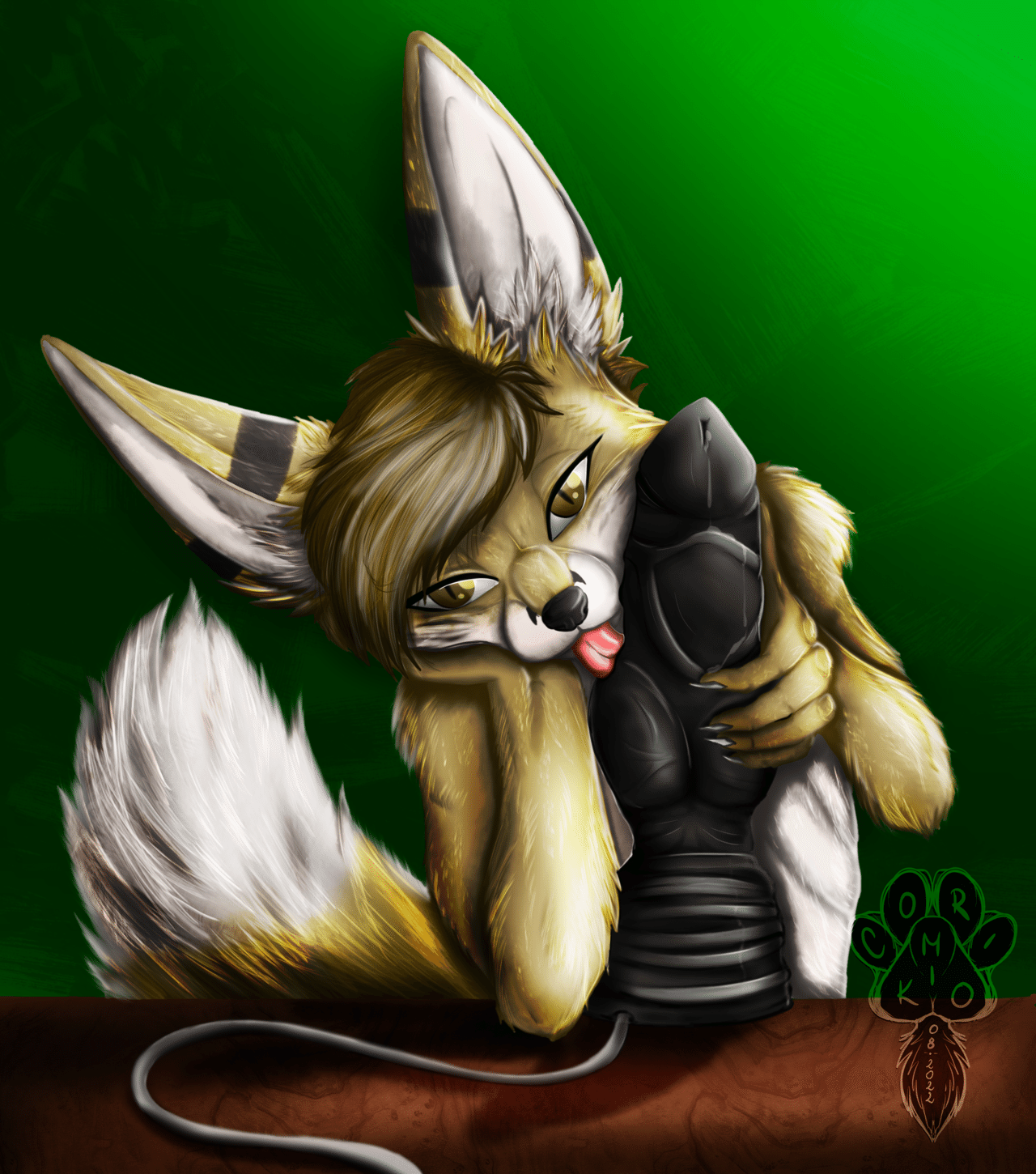 Kobaj seductively licking a very big toy.