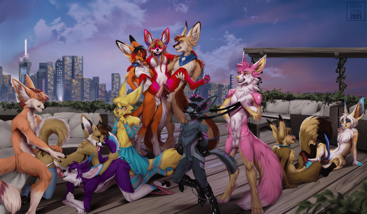 Kobaj and several other fennecs being lewd.