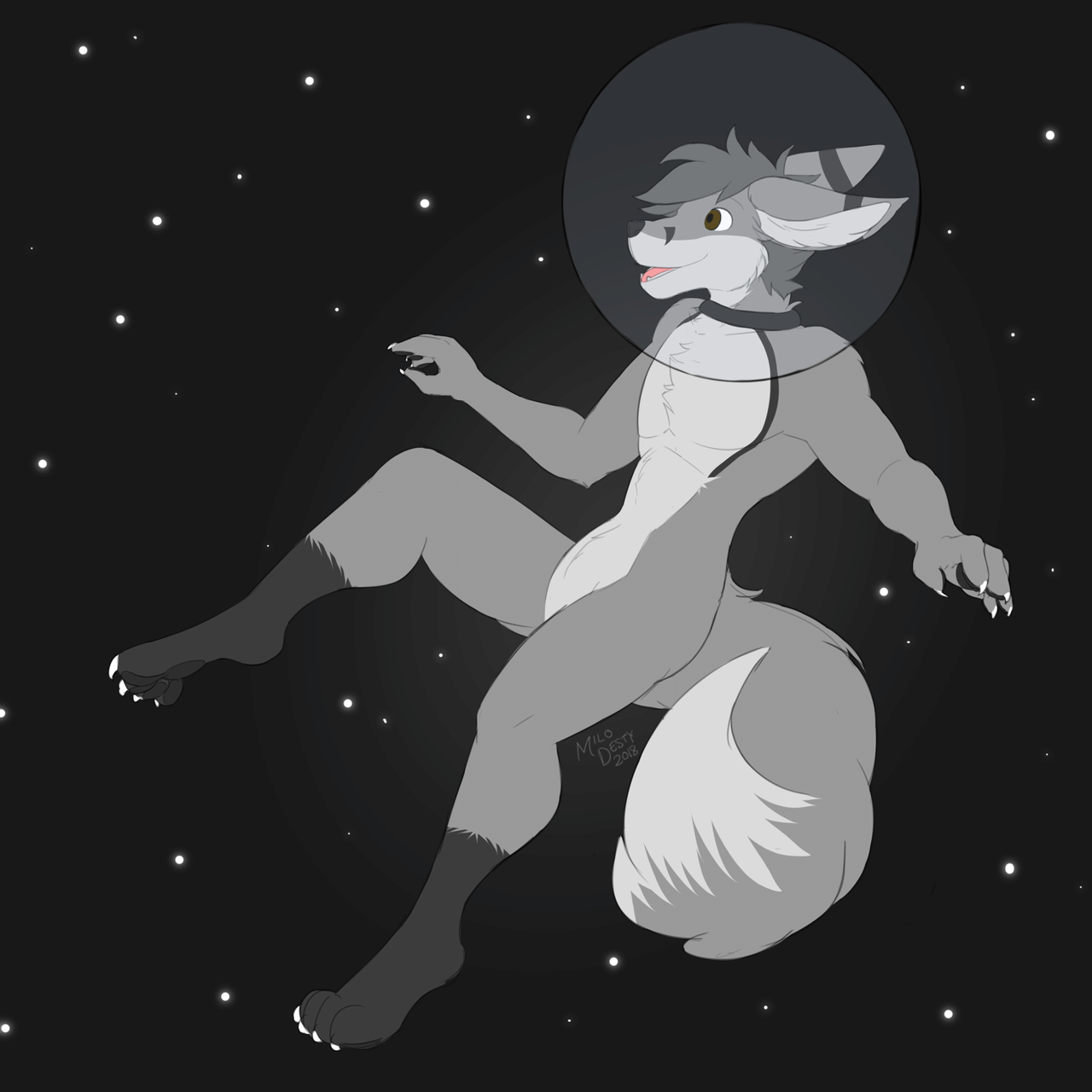 Kobaj floating around in space.