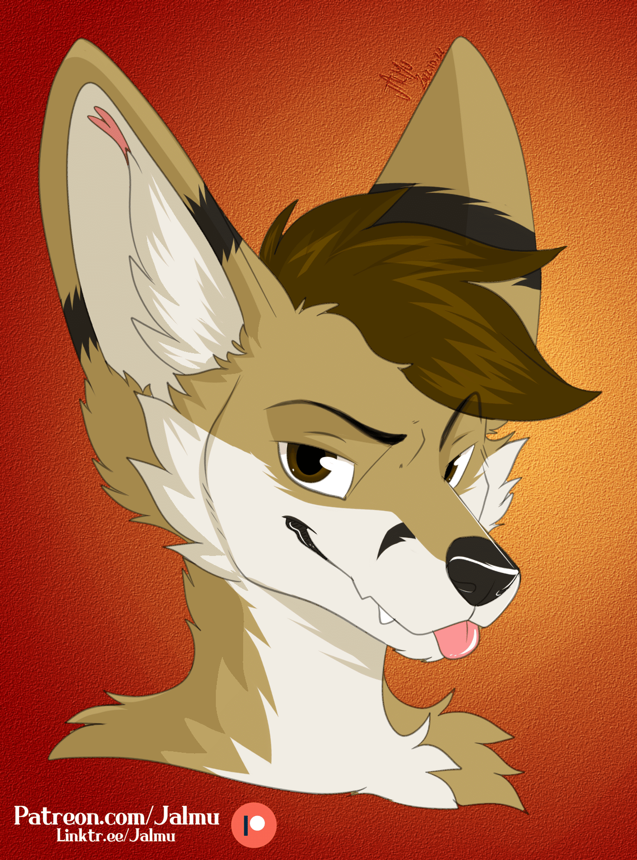 Jakob giving a coy blep.