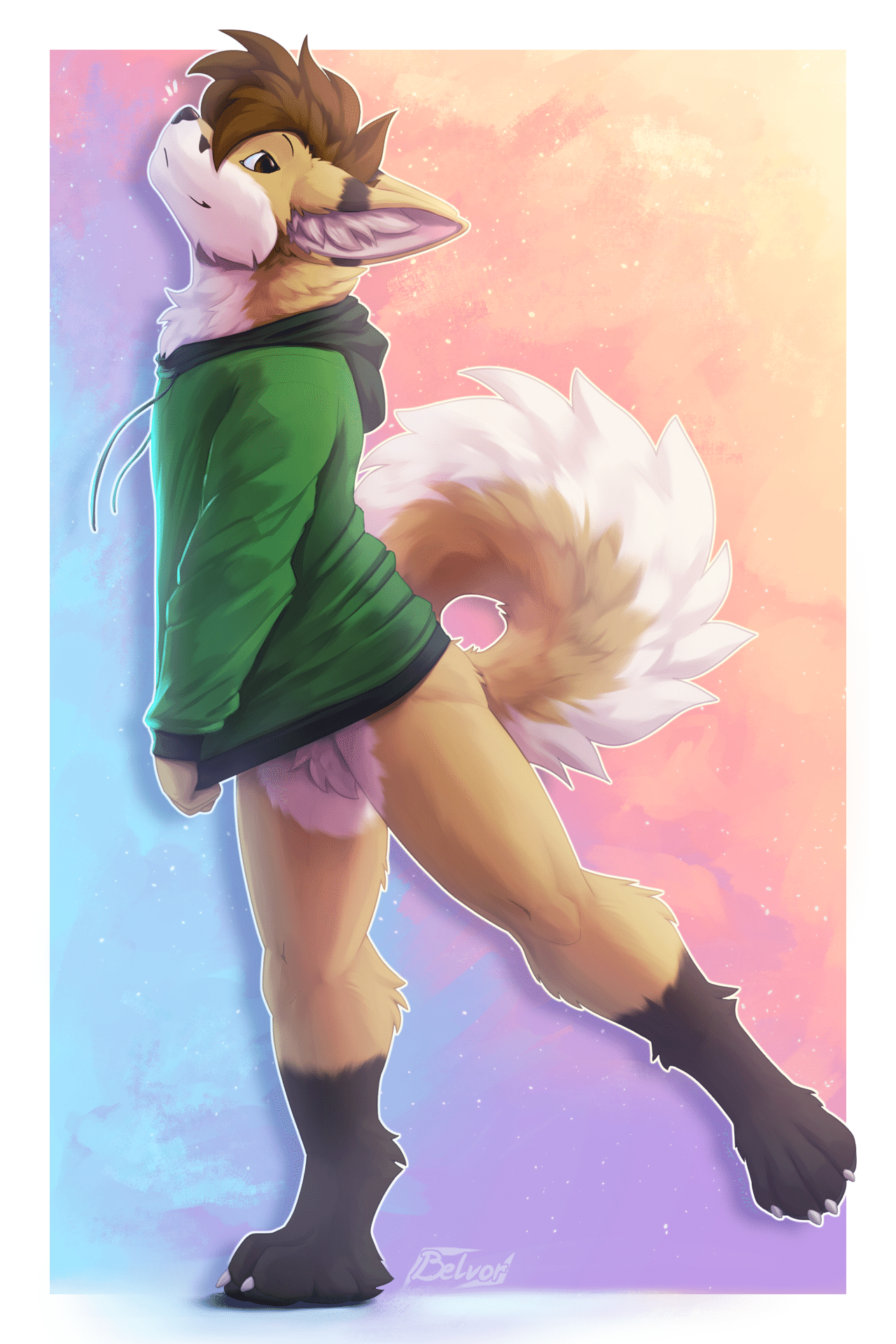 Kobaj showing off his new green hoodie with a little spin.