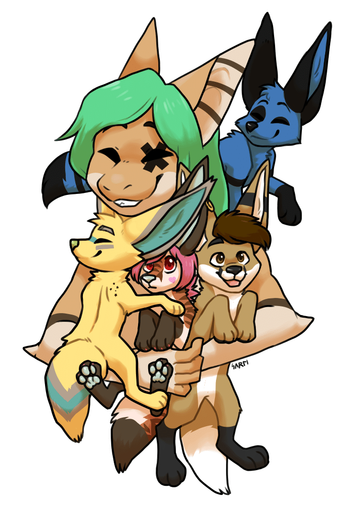 Kobaj and fens getting hugged tight by shork mum.