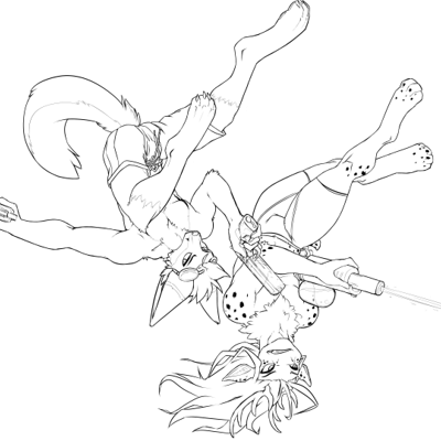 Kobaj in a summer water gun fight.