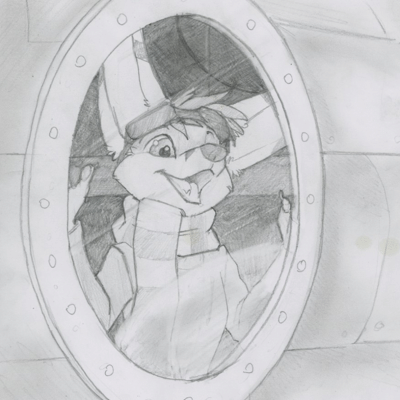 Kobaj lifts off inside of his rocket, watching the world pass by him below.