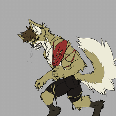 Kobaj as a werewolf, er, werefox.