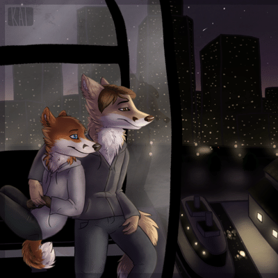 Kobaj and Kale ride up in the Seattle Wheel.