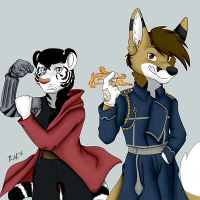 Kobaj and Serathano cosplaying.