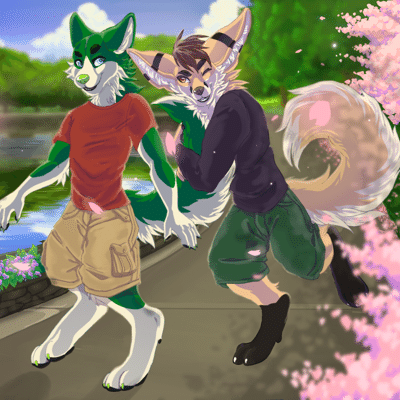 Kobaj snuggling Kale's curly tail.