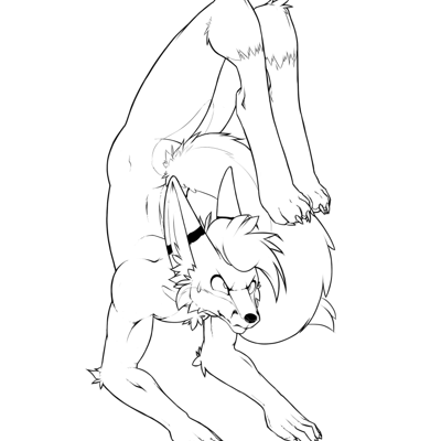 Kobaj trying a unique yoga pose, but based on his expression it isn't going well.