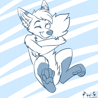 Kobaj snuggling his tail.