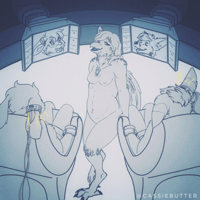 Kobaj and Woofy strapped down and having their thoughts changed into some more kinky ones.
