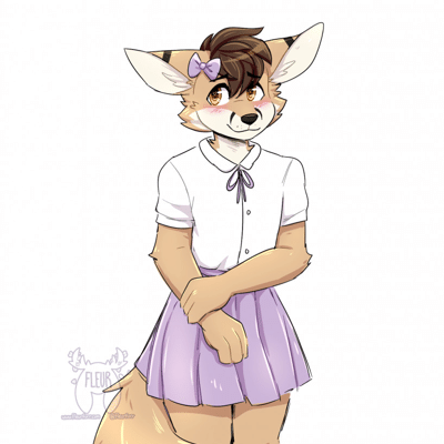Kobaj wearing a cute skirt.